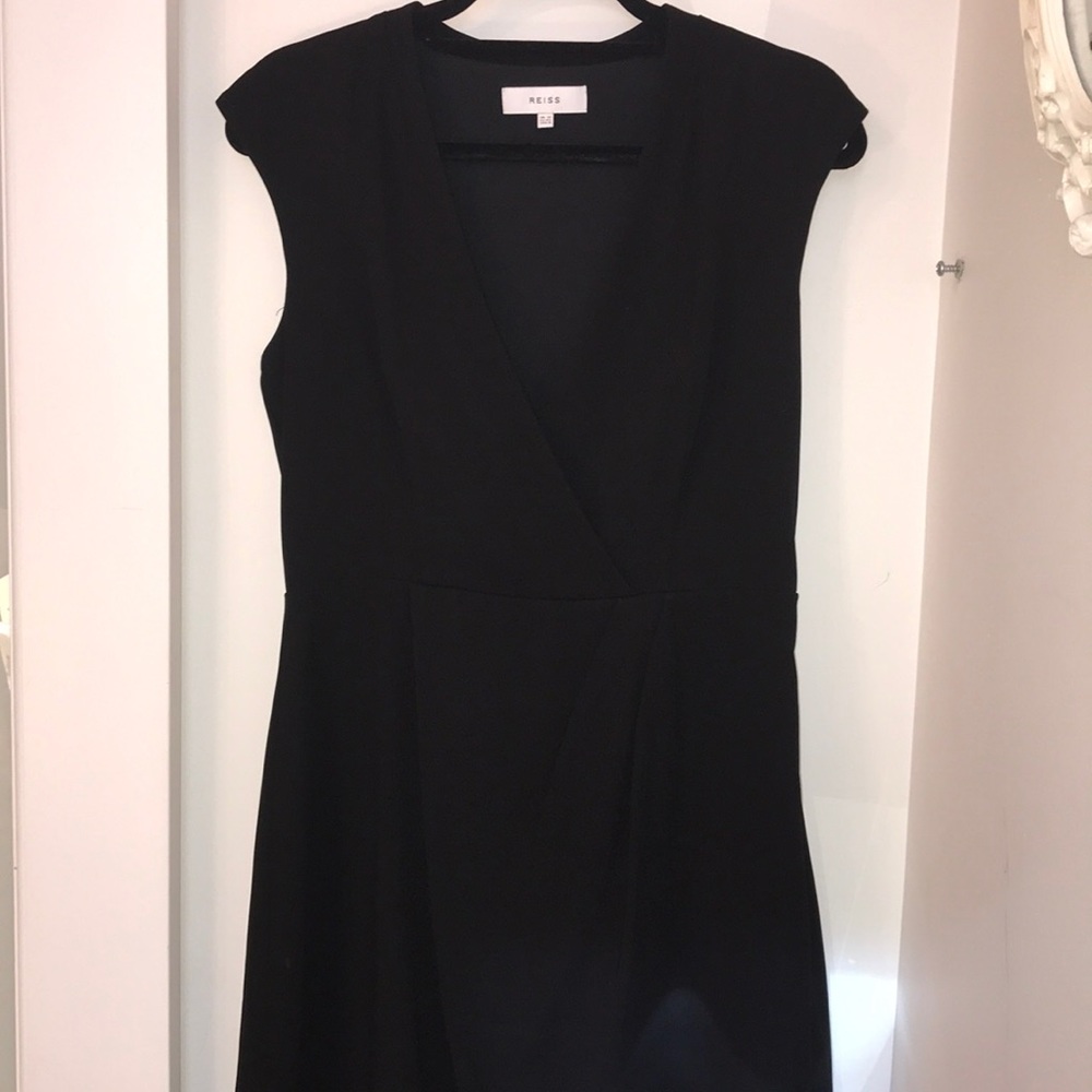 Reiss black faux wrap dress
